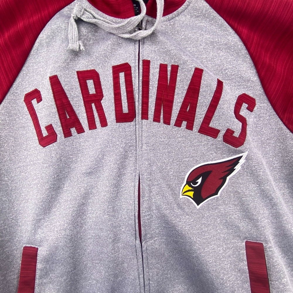 G-III Arizona Cardinals Hoodie Mens Med Gray Red Full Zip NFL Jacket 58HAR7007